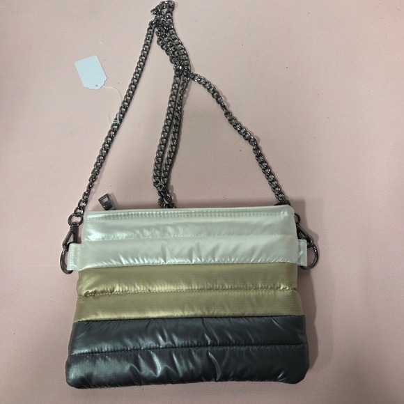 Think Royln Convertible Crossbody Bag Quilted Metallic Chain Purse - Picture 1 of 3